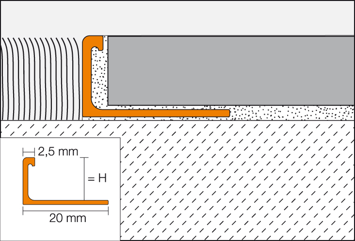 SCHIENE-BASIC-M 2,5m Abschlussprofil H=8m