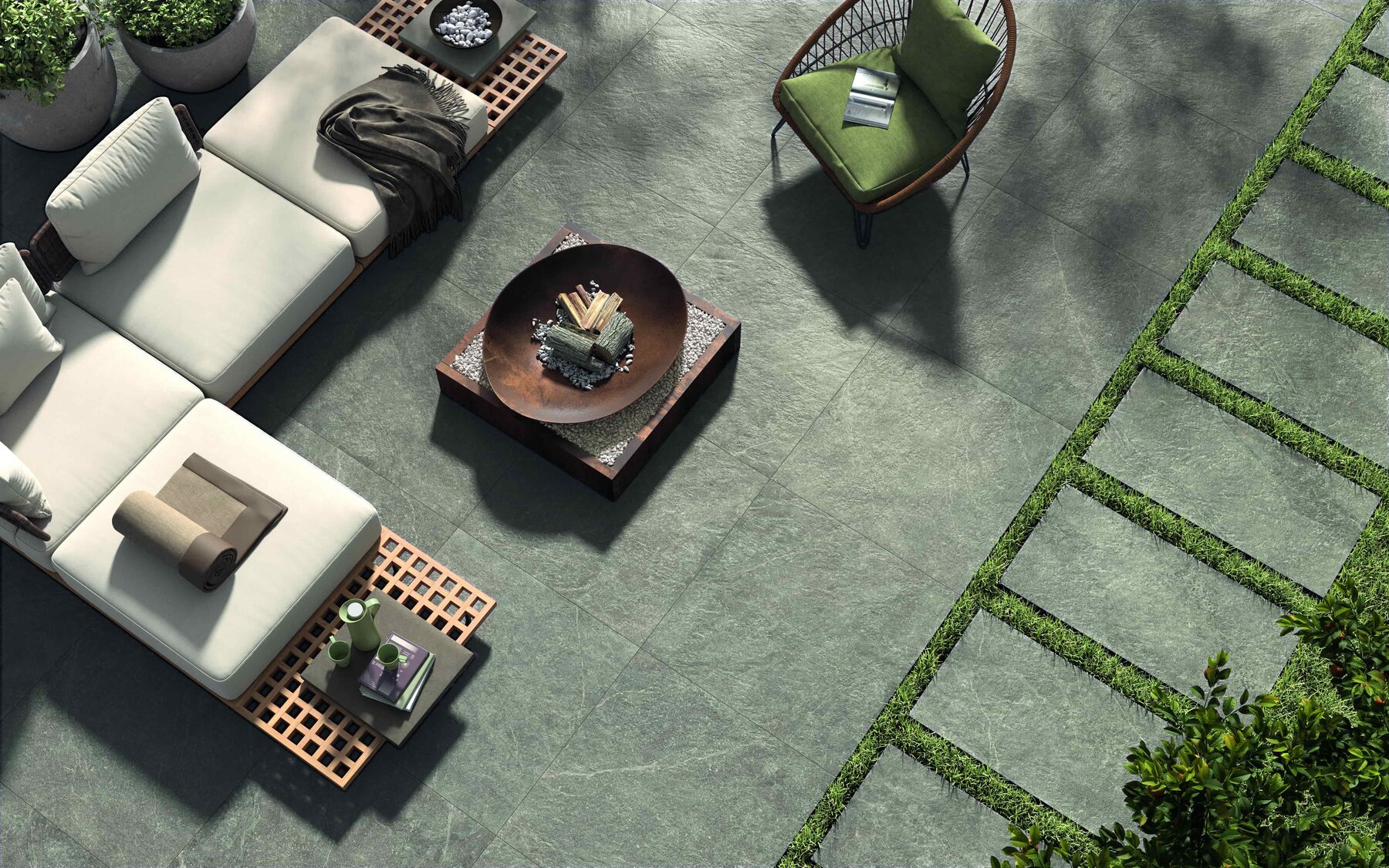 Outdoor-Fliese PIETRA ANTICA iron 60x120
