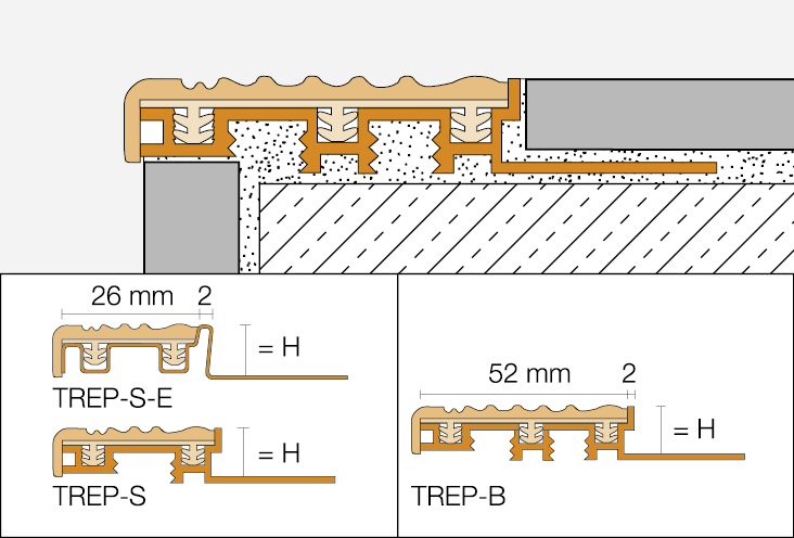 TREP-S  1,5m Treppenprofil H=8mm