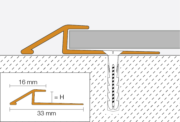 VINPRO-U 2,5m Übergangsprofil H=3mm ABGB