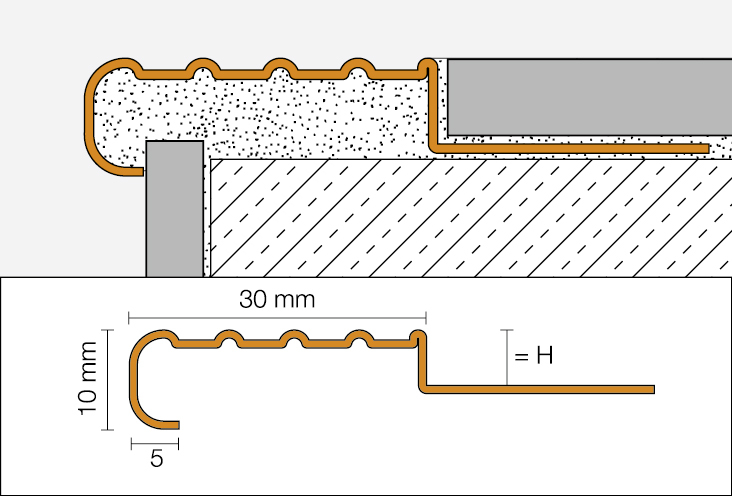 TREP-E  1,5m Treppenprofil H=22mm