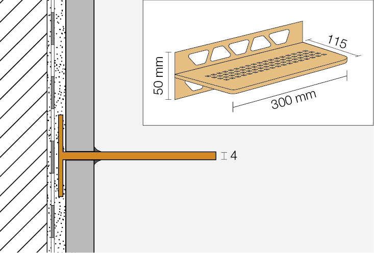 SHELF-W-S1 300x115mm Square TSI